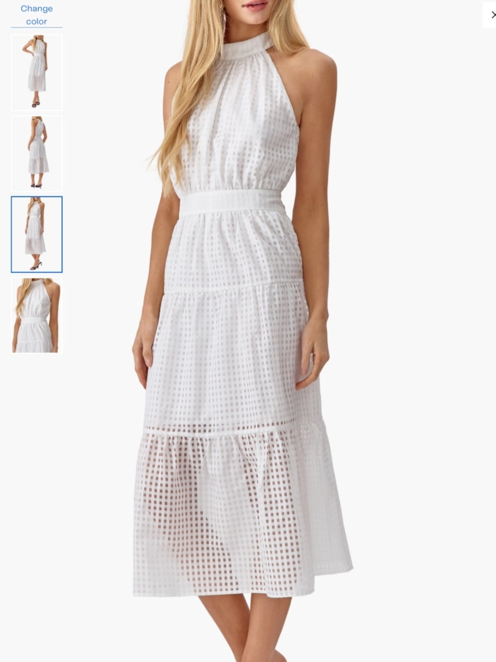 Adelyn Rae Angel Check Sleeveless Seersucker Maxi Dress, size M
